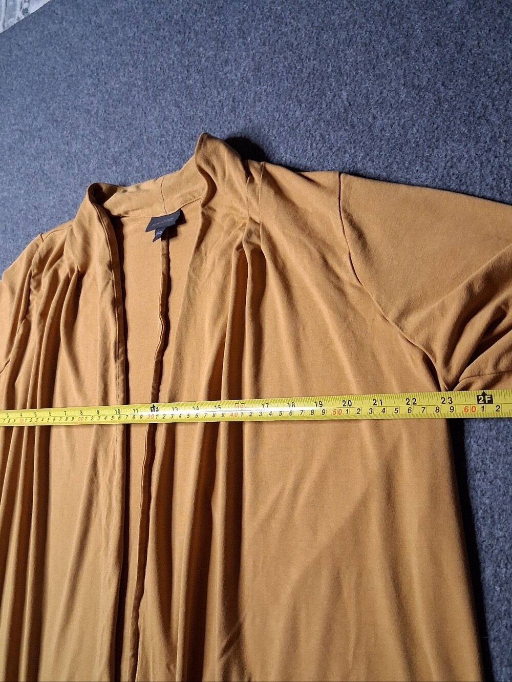 J. Jill Women's Wearever Mustard Yellow Open Front Long Knit Cardigan L - Picture 11 of 12